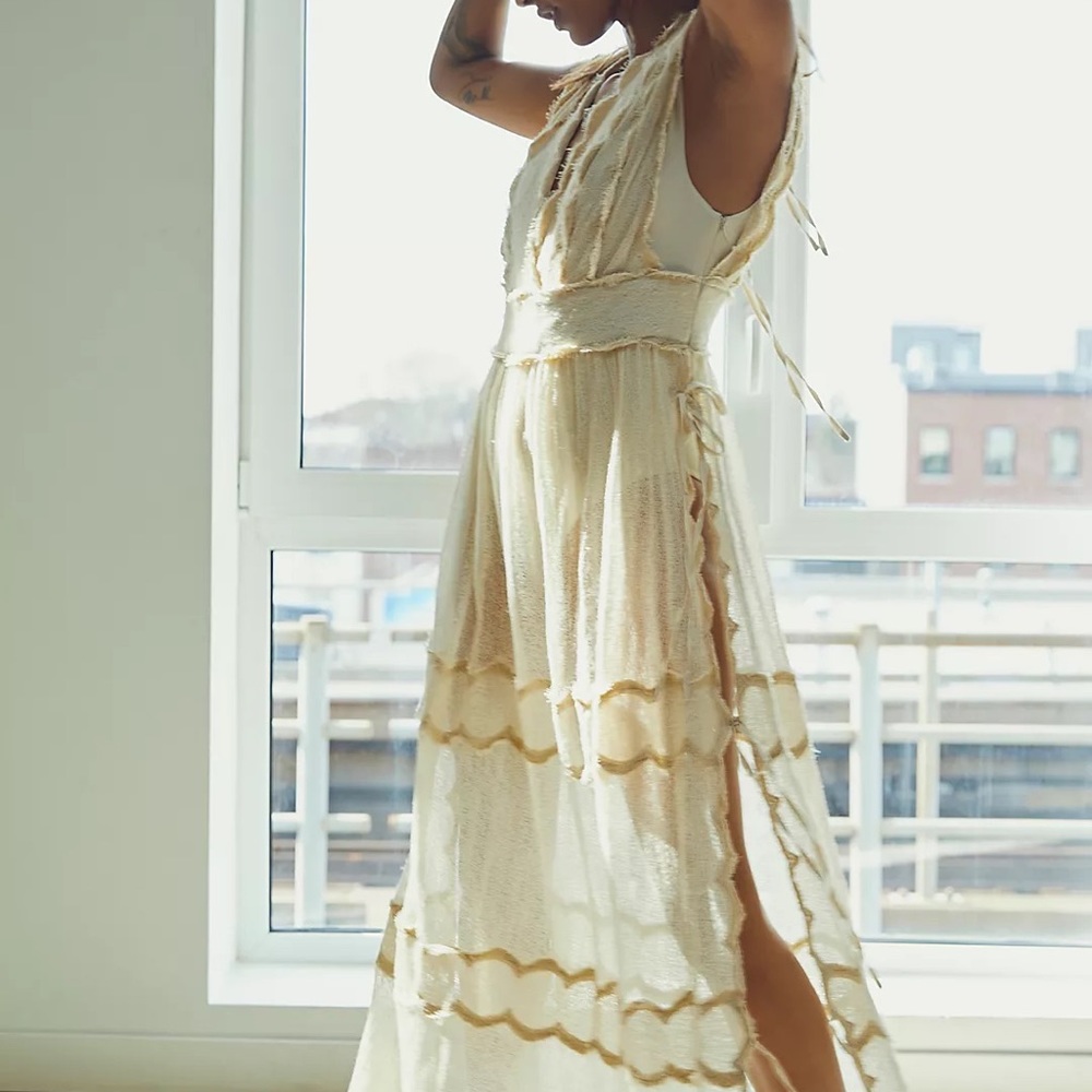 Free People Luna Ivory Lace Maxi Dress Bodysuit
